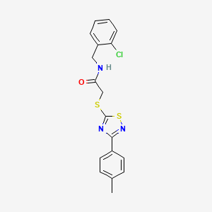molecular formula C18H16ClN3OS2 B2655599 N-(2-chlorobenzyl)-2-((3-(p-tolyl)-1,2,4-thiadiazol-5-yl)thio)acetamide CAS No. 864917-49-7