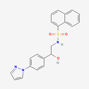 molecular formula C21H19N3O3S B2655600 N-[2-Hydroxy-2-(4-pyrazol-1-ylphenyl)ethyl]naphthalene-1-sulfonamide CAS No. 2415555-17-6