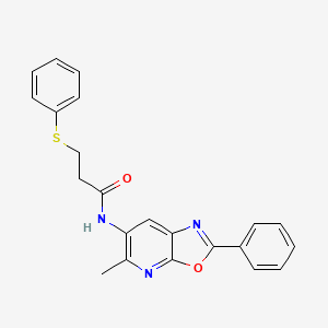 N-(5-methyl-2-phenyloxazolo[5,4-b]pyridin-6-yl)-3-(phenylthio)propanamide