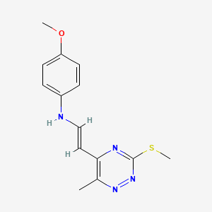 N-(4-methoxyphenyl)-N-{2-[6-methyl-3-(methylsulfanyl)-1,2,4-triazin-5-yl]vinyl}amine