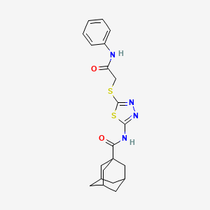 molecular formula C21H24N4O2S2 B2655624 N-[5-(2-anilino-2-oxoethyl)sulfanyl-1,3,4-thiadiazol-2-yl]adamantane-1-carboxamide CAS No. 392290-75-4