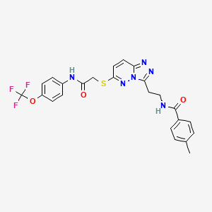 molecular formula C24H21F3N6O3S B2655626 4-甲基-N-(2-(6-((2-氧代-2-((4-(三氟甲氧基)苯基)氨基)乙基)硫代)-[1,2,4]三唑并[4,3-b]哒嗪-3-基)乙基)苯甲酰胺 CAS No. 872995-01-2