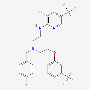 molecular formula C24H21Cl2F6N3O B2655636 N~1~-(4-chlorobenzyl)-N~2~-[3-chloro-5-(trifluoromethyl)-2-pyridinyl]-N~1~-{2-[3-(trifluoromethyl)phenoxy]ethyl}-1,2-ethanediamine CAS No. 338420-36-3