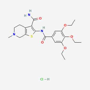 molecular formula C22H30ClN3O5S B2655637 6-Methyl-2-(3,4,5-triethoxybenzamido)-4,5,6,7-tetrahydrothieno[2,3-c]pyridine-3-carboxamide hydrochloride CAS No. 1216824-77-9