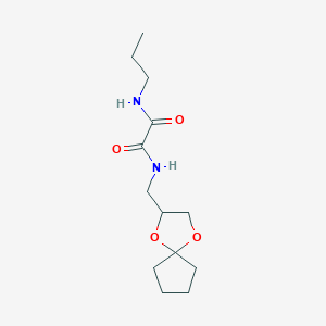 molecular formula C13H22N2O4 B2655639 N1-(1,4-二氧杂螺[4.4]壬烷-2-基甲基)-N2-丙氧草酰胺 CAS No. 899982-19-5