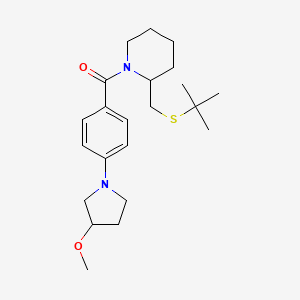 molecular formula C22H34N2O2S B2655641 (2-((Tert-butylthio)methyl)piperidin-1-yl)(4-(3-methoxypyrrolidin-1-yl)phenyl)methanone CAS No. 2034423-17-9