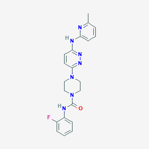 molecular formula C21H22FN7O B2655646 N-(2-fluorophenyl)-4-(6-((6-methylpyridin-2-yl)amino)pyridazin-3-yl)piperazine-1-carboxamide CAS No. 1021248-71-4