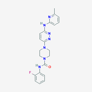 molecular formula C21H22FN7O B2655646 N-(2-氟苯基)-4-(6-((6-甲基吡啶-2-基)氨基)嘧啶-3-基)哌嗪-1-甲酰胺 CAS No. 1021248-71-4