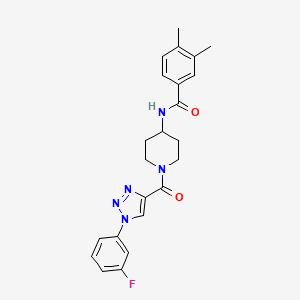 N-(1-(1-(3-fluorophenyl)-1H-1,2,3-triazole-4-carbonyl)piperidin-4-yl)-3,4-dimethylbenzamide
