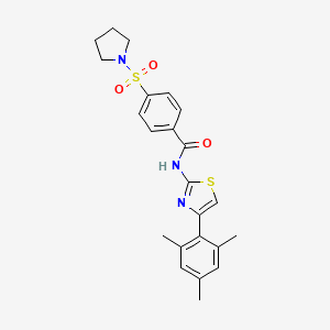 molecular formula C23H25N3O3S2 B2655662 N-(4-mesitylthiazol-2-yl)-4-(pyrrolidin-1-ylsulfonyl)benzamide CAS No. 313251-73-9