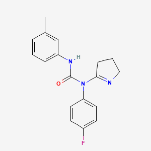 molecular formula C18H18FN3O B2655664 1-(3,4-二氢-2H-吡咯-5-基)-1-(4-氟苯基)-3-(间甲苯基)脲 CAS No. 898414-78-3