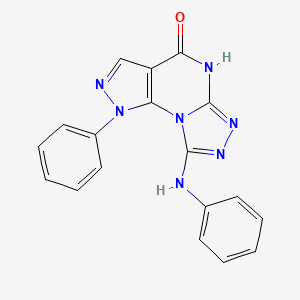 molecular formula C18H13N7O B2655670 1-phenyl-8-(phenylamino)-1H-pyrazolo[4,3-e][1,2,4]triazolo[4,3-a]pyrimidin-4(5H)-one CAS No. 1203084-51-8