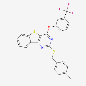 molecular formula C25H17F3N2OS2 B2655680 2-[(4-甲基苄基)硫代][1]苯并噻吩并[3,2-d]嘧啶-4-基 3-(三氟甲基)苯基醚 CAS No. 478030-10-3