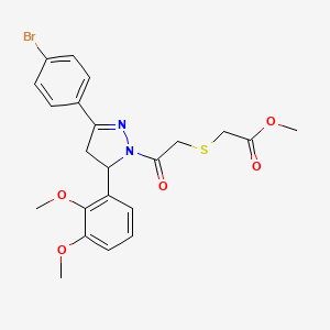 molecular formula C22H23BrN2O5S B2655686 methyl 2-((2-(3-(4-bromophenyl)-5-(2,3-dimethoxyphenyl)-4,5-dihydro-1H-pyrazol-1-yl)-2-oxoethyl)thio)acetate CAS No. 403837-13-8