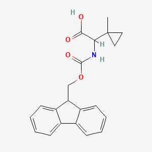 molecular formula C21H21NO4 B2655701 2-(9H-Fluoren-9-ylmethoxycarbonylamino)-2-(1-methylcyclopropyl)acetic acid CAS No. 2138971-44-3