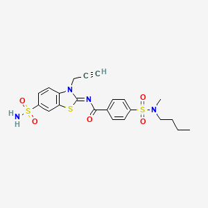 molecular formula C22H24N4O5S3 B2655713 4-[丁基(甲基)磺酰胺基]-N-(3-丙-2-炔基-6-磺酰胺基-1,3-苯并噻唑-2-亚基)苯甲酰胺 CAS No. 865182-62-3