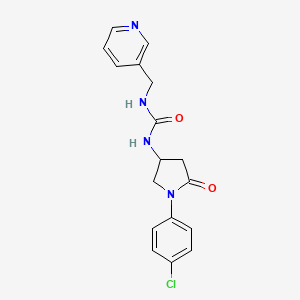 molecular formula C17H17ClN4O2 B2655716 1-(1-(4-Chlorophenyl)-5-oxopyrrolidin-3-yl)-3-(pyridin-3-ylmethyl)urea CAS No. 891109-23-2
