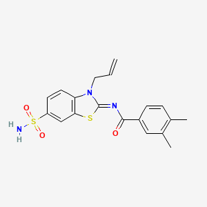 molecular formula C19H19N3O3S2 B2655722 (Z)-N-(3-allyl-6-sulfamoylbenzo[d]thiazol-2(3H)-ylidene)-3,4-dimethylbenzamide CAS No. 887200-27-3