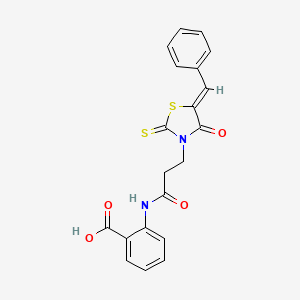 (Z)-2-(3-(5-benzylidene-4-oxo-2-thioxothiazolidin-3-yl)propanamido)benzoic acid