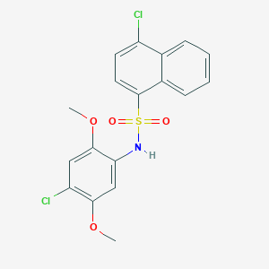 molecular formula C18H15Cl2NO4S B2655724 4-chloro-N-(4-chloro-2,5-dimethoxyphenyl)naphthalene-1-sulfonamide CAS No. 2305383-53-1