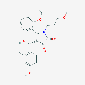 molecular formula C25H29NO6 B265573 5-(2-ethoxyphenyl)-3-hydroxy-4-(4-methoxy-2-methylbenzoyl)-1-(3-methoxypropyl)-1,5-dihydro-2H-pyrrol-2-one 