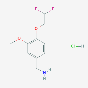 molecular formula C10H14ClF2NO2 B2655741 1-[4-(2,2-Difluoroethoxy)-3-methoxyphenyl]methanamine hydrochloride CAS No. 1373866-31-9