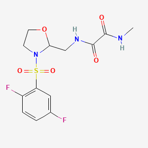 molecular formula C13H15F2N3O5S B2655744 N1-((3-((2,5-difluorophenyl)sulfonyl)oxazolidin-2-yl)methyl)-N2-methyloxalamide CAS No. 868983-78-2