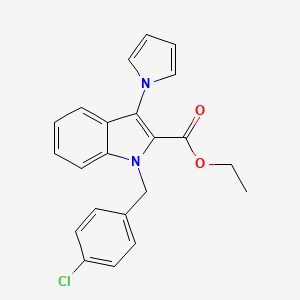 molecular formula C22H19ClN2O2 B2655758 乙基 1-(4-氯苄基)-3-(1H-吡咯-1-基)-1H-吲哚-2-羧酸酯 CAS No. 339098-96-3