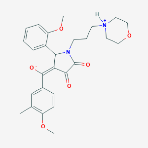 molecular formula C27H32N2O6 B265576 (E)-(4-methoxy-3-methylphenyl){2-(2-methoxyphenyl)-1-[3-(morpholin-4-ium-4-yl)propyl]-4,5-dioxopyrrolidin-3-ylidene}methanolate 