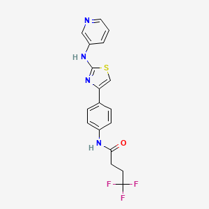 molecular formula C18H15F3N4OS B2655766 4,4,4-三氟-N-(4-(2-(吡啶-3-基氨基)噻唑-4-基)苯基)丁酰胺 CAS No. 1797903-56-0