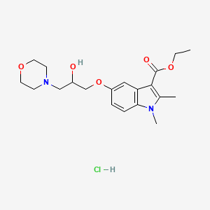 molecular formula C20H29ClN2O5 B2655769 ethyl 5-(2-hydroxy-3-morpholinopropoxy)-1,2-dimethyl-1H-indole-3-carboxylate hydrochloride CAS No. 1052419-77-8