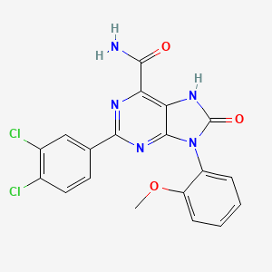 molecular formula C19H13Cl2N5O3 B2655775 2-(3,4-dichlorophenyl)-9-(2-methoxyphenyl)-8-oxo-8,9-dihydro-7H-purine-6-carboxamide CAS No. 869069-49-8