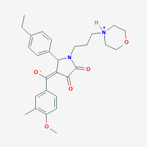 molecular formula C28H34N2O5 B265578 (E)-{2-(4-ethylphenyl)-1-[3-(morpholin-4-ium-4-yl)propyl]-4,5-dioxopyrrolidin-3-ylidene}(4-methoxy-3-methylphenyl)methanolate 