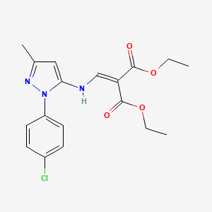 molecular formula C18H20ClN3O4 B2655787 2-({[1-(4-氯苯基)-3-甲基-1H-吡唑-5-基]氨基}亚甲基)丙二酸二乙酯 CAS No. 956574-60-0