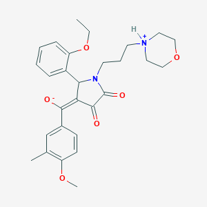 molecular formula C28H34N2O6 B265579 (E)-{2-(2-ethoxyphenyl)-1-[3-(morpholin-4-ium-4-yl)propyl]-4,5-dioxopyrrolidin-3-ylidene}(4-methoxy-3-methylphenyl)methanolate 