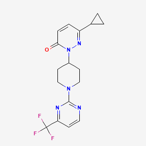 molecular formula C17H18F3N5O B2655797 6-Cyclopropyl-2-{1-[4-(trifluoromethyl)pyrimidin-2-yl]piperidin-4-yl}-2,3-dihydropyridazin-3-one CAS No. 2320539-30-6