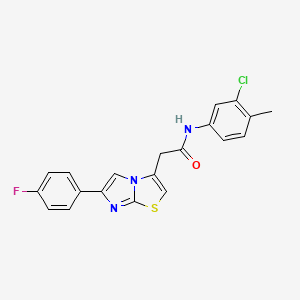 molecular formula C20H15ClFN3OS B2655798 N-(3-氯-4-甲基苯基)-2-[6-(4-氟苯基)咪唑并[2,1-b][1,3]噻唑-3-基]乙酰胺 CAS No. 897464-77-6