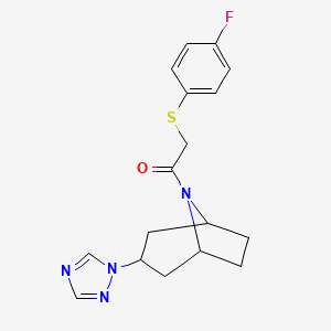 2-[(4-fluorophenyl)sulfanyl]-1-[3-(1H-1,2,4-triazol-1-yl)-8-azabicyclo[3.2.1]octan-8-yl]ethan-1-one