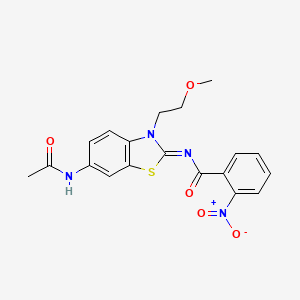 molecular formula C19H18N4O5S B2655823 (Z)-N-(6-acetamido-3-(2-methoxyethyl)benzo[d]thiazol-2(3H)-ylidene)-2-nitrobenzamide CAS No. 865161-14-4