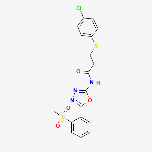 3-((4-chlorophenyl)thio)-N-(5-(2-(methylsulfonyl)phenyl)-1,3,4-oxadiazol-2-yl)propanamide