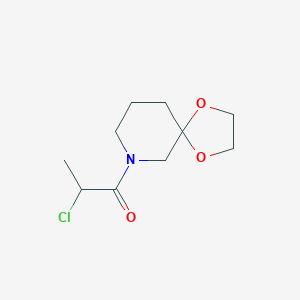 molecular formula C10H16ClNO3 B2655840 2-氯-1-(1,4-二氧杂-9-氮杂螺[4.5]癸-9-基)丙-1-酮 CAS No. 1517020-09-5