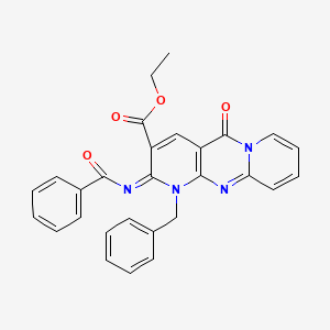 ethyl 6-benzoylimino-7-benzyl-2-oxo-1,7,9-triazatricyclo[8.4.0.03,8]tetradeca-3(8),4,9,11,13-pentaene-5-carboxylate