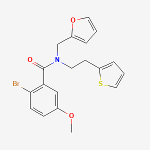 molecular formula C19H18BrNO3S B2655847 2-bromo-N-(furan-2-ylmethyl)-5-methoxy-N-(2-(thiophen-2-yl)ethyl)benzamide CAS No. 1396882-71-5