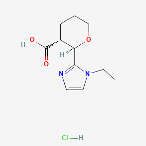 molecular formula C11H17ClN2O3 B2655857 (2R,3R)-2-(1-ethyl-1H-imidazol-2-yl)oxane-3-carboxylic acid hydrochloride CAS No. 2031242-63-2