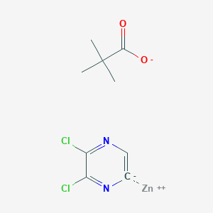 molecular formula C9H10Cl2N2O2Zn B2655858 (5,6-Dichloropyrazin-2-yl)zinc pivalate solution CAS No. 1643794-49-3