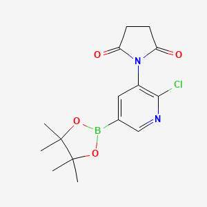 molecular formula C15H18BClN2O4 B2655859 N-[2-氯-5-(四甲基-1,3,2-二氧杂硼环丁烷-2-基)吡啶-3-基]琥珀酰亚胺 CAS No. 2096998-66-0