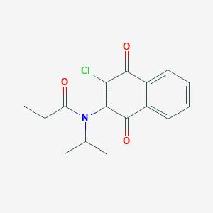 molecular formula C16H16ClNO3 B2655864 N-(3-氯-1,4-二氧代-1,4-二氢-2-萘甲酰基)-N-异丙基丙酰胺 CAS No. 866157-82-6