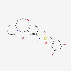 molecular formula C21H22F2N2O4S B2655879 1-(3,5-difluorophenyl)-N-(13-oxo-6,7,7a,8,9,10,11,13-octahydrobenzo[b]pyrido[1,2-e][1,5]oxazocin-2-yl)methanesulfonamide CAS No. 1396864-23-5