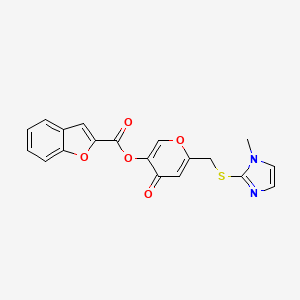 6-(((1-methyl-1H-imidazol-2-yl)thio)methyl)-4-oxo-4H-pyran-3-yl benzofuran-2-carboxylate
