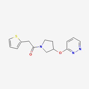 molecular formula C14H15N3O2S B2655881 1-(3-(Pyridazin-3-yloxy)pyrrolidin-1-yl)-2-(thiophen-2-yl)ethanone CAS No. 2034580-09-9
